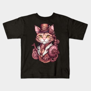 Steampunk, Cat venturer, Victorian Cat Kids T-Shirt